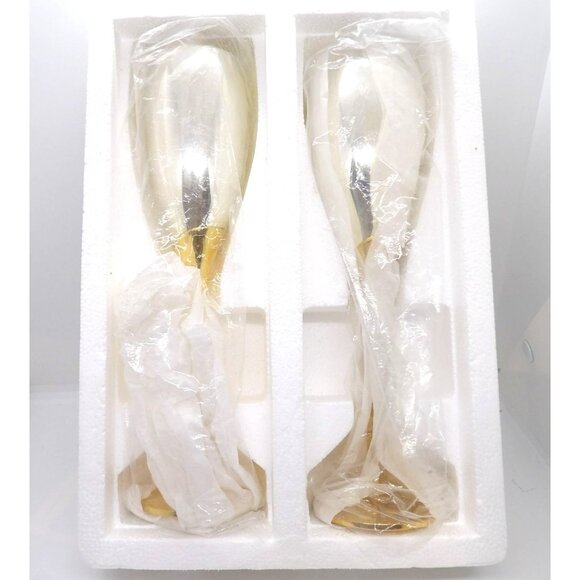 Two Tone Spun Aluminum Champagne Flutes in Original Packing - Picture 2 of 6